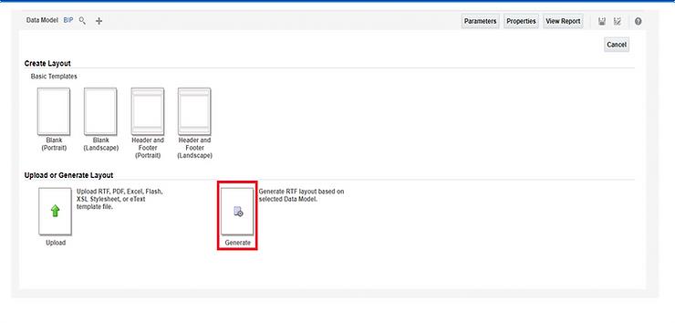 Click on Generate RTF layout based on selected Data Model