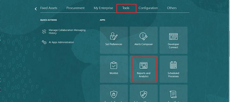 access Tools tab and go to the Reports and Analytics