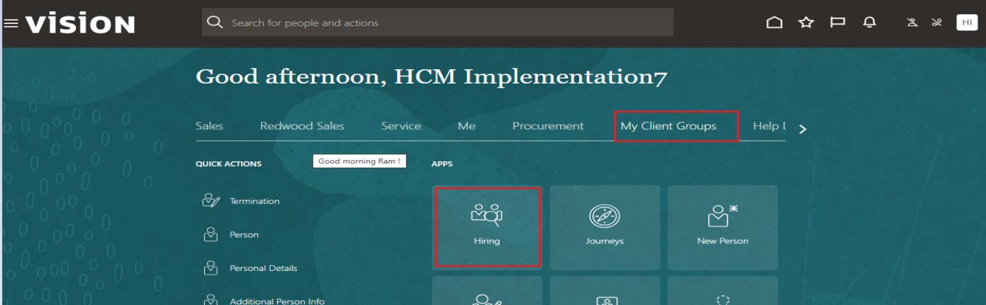 create Job Requisition Step 1