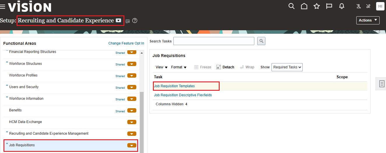 create Job Requisition Template Step 1