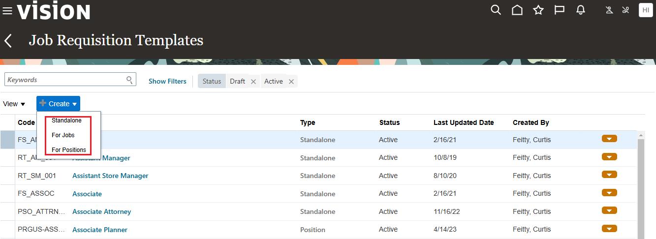 create Job Requisition Template Step 2