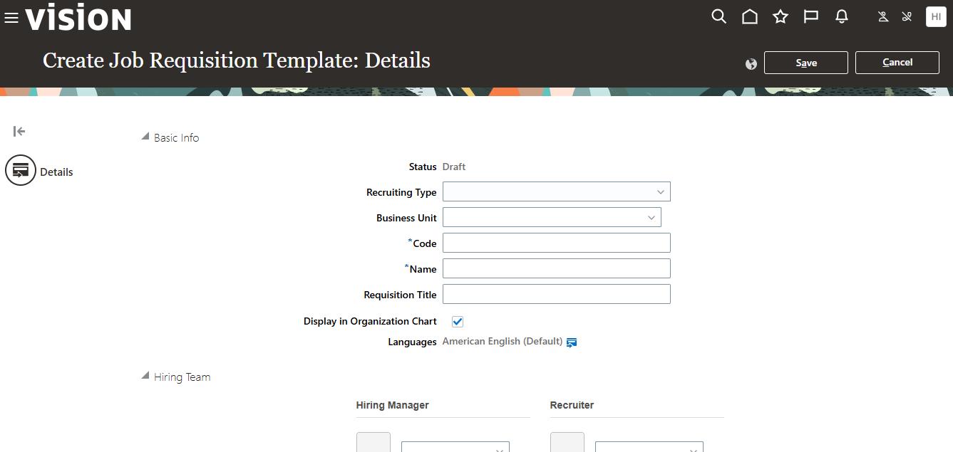 create Job Requisition Template Step 3