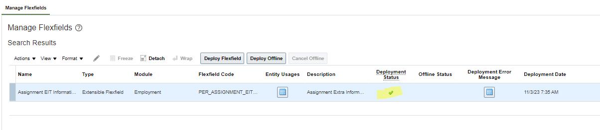 deploy the flexfield