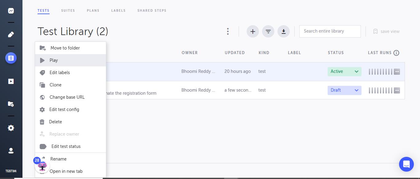 play to run the test