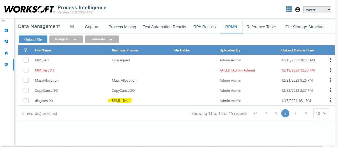 uploaded bpmn process