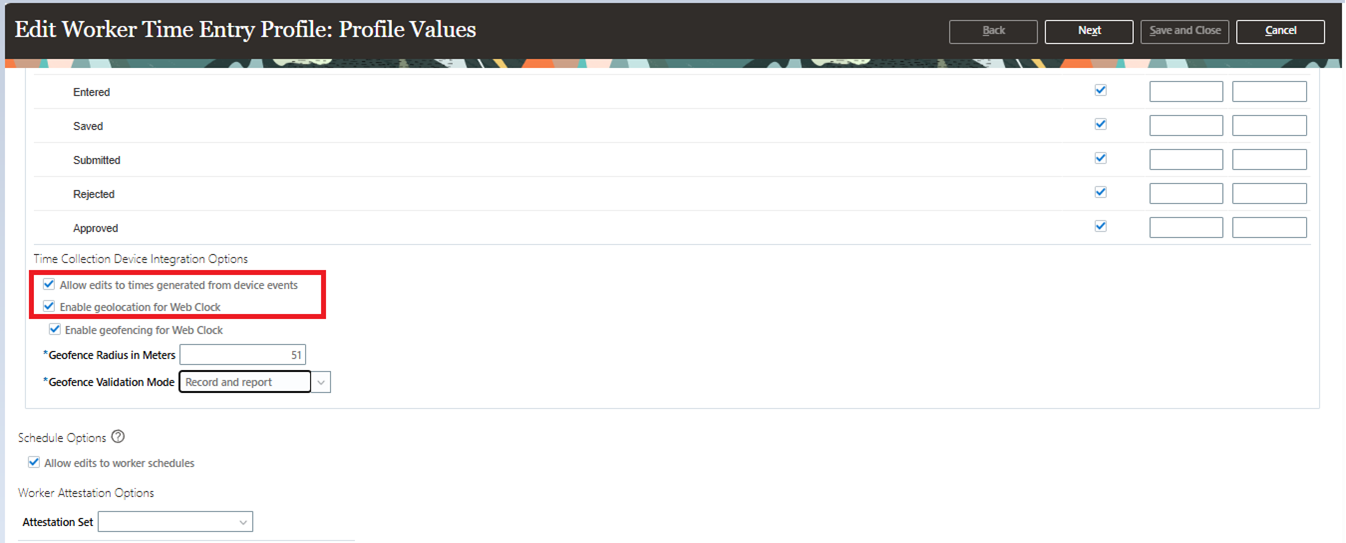 Click on the “Enable geofencing for Web Clock” checkbox
