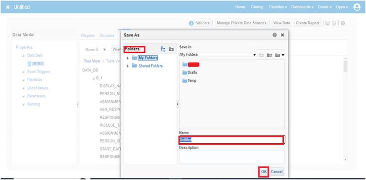 Enter the data model name and click on ok