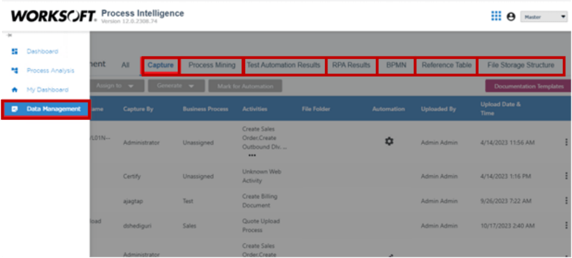 Worksoft Process Intelligence Data Management